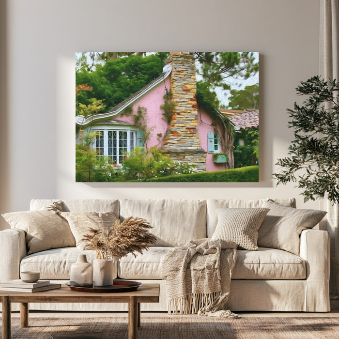 Pink Cottage Stone Chimney