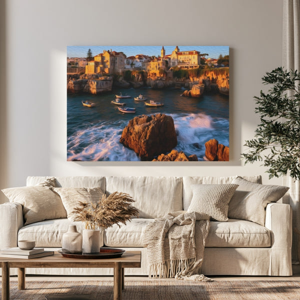 Cascais, Portugal | Old Town Cliffs And Fishing Harbour | Original Series Gallery Canvas