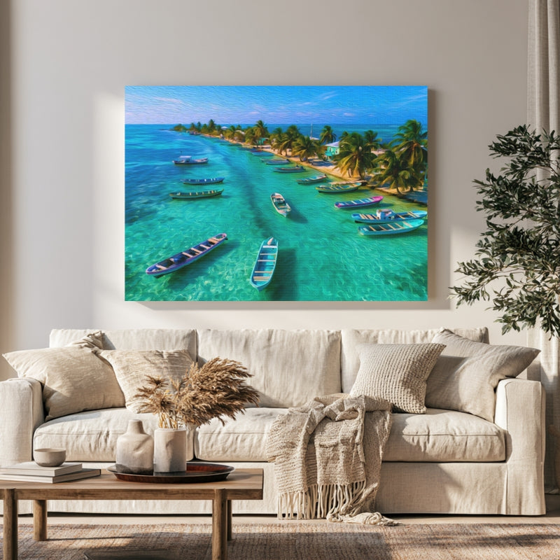 Caye Caulker, Belize | Tropical Island Boats Anchorage | Original Series Gallery Canvas