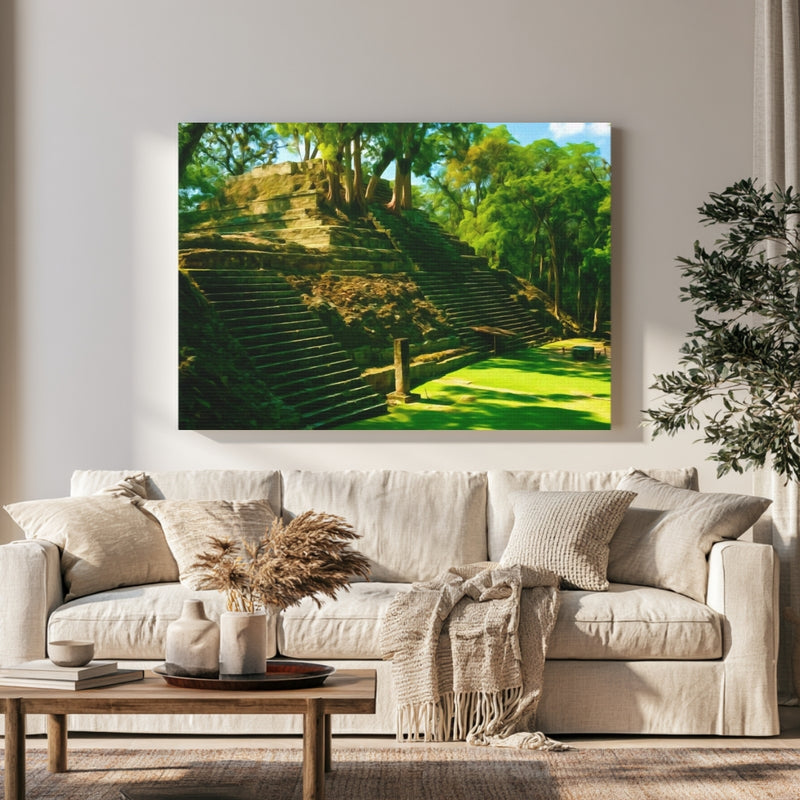 Copan Maya Pyramid Steps in a room — Copan Ruins, Honduras