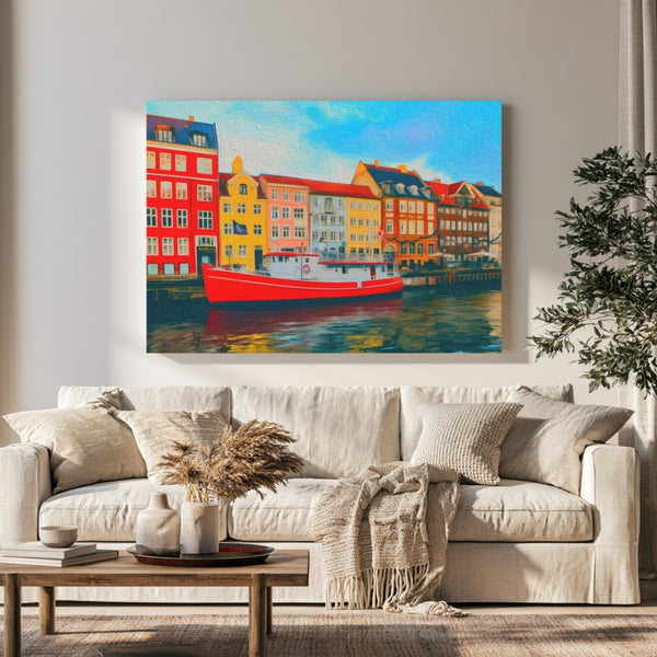 Copenhagen, Denmark | Nyhavn Canal Waterfront | Original Series Gallery Canvas