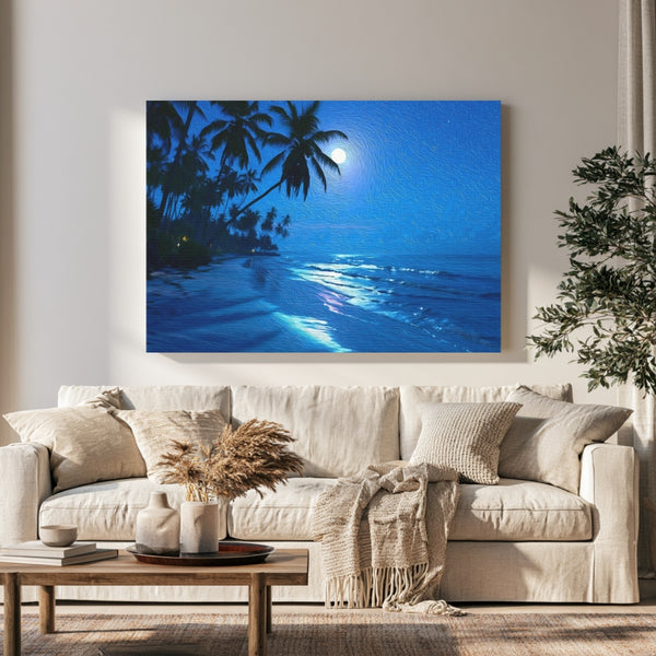 Diani Beach, Kenya | Diani Beach Moonlit Palm Shore | Original Series Gallery Canvas