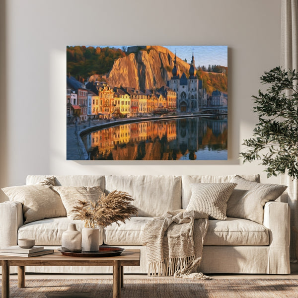 Dinant, Belgium | Collegiate Church & Citadel Rock Reflection | Original Series Gallery Canvas