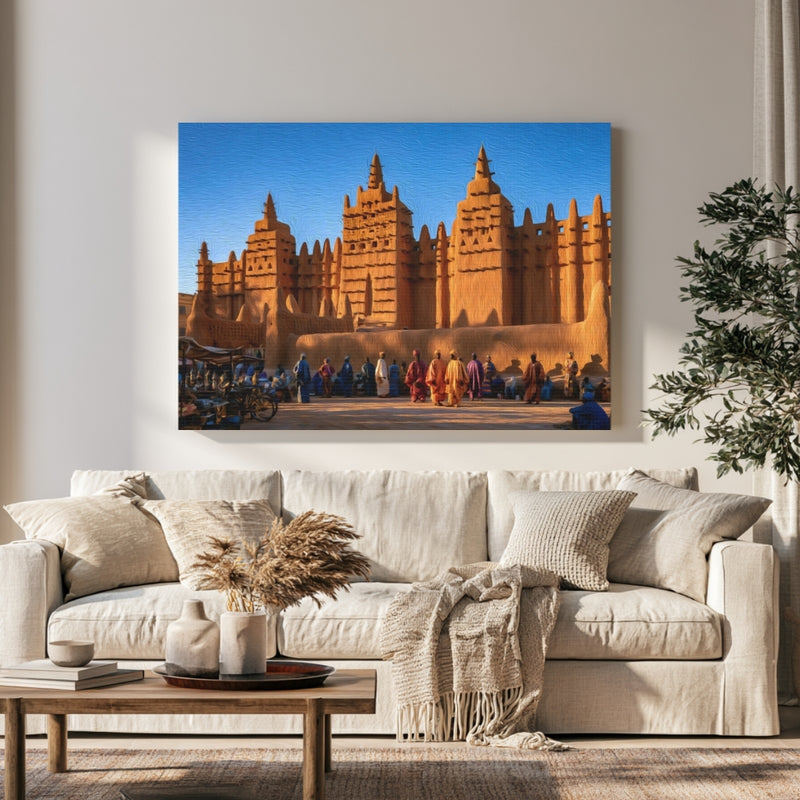 Djenné, Mali | Great Mosque Market Day | Original Series Gallery Canvas