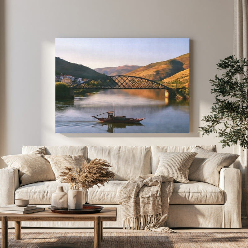 Douro Valley Iron Bridge Rabelo Boat in a room — Douro Valley, Portugal