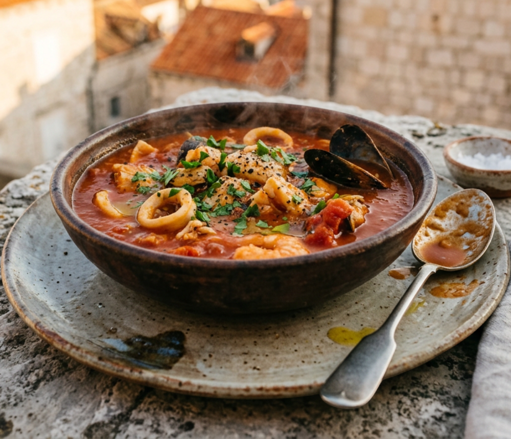 Local cuisine study in Dubrovnik City Walls, Croatia