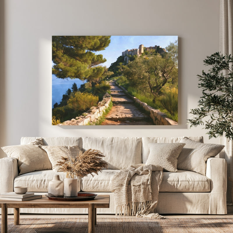 Eze Village Hilltop Path in a room — Eze, France