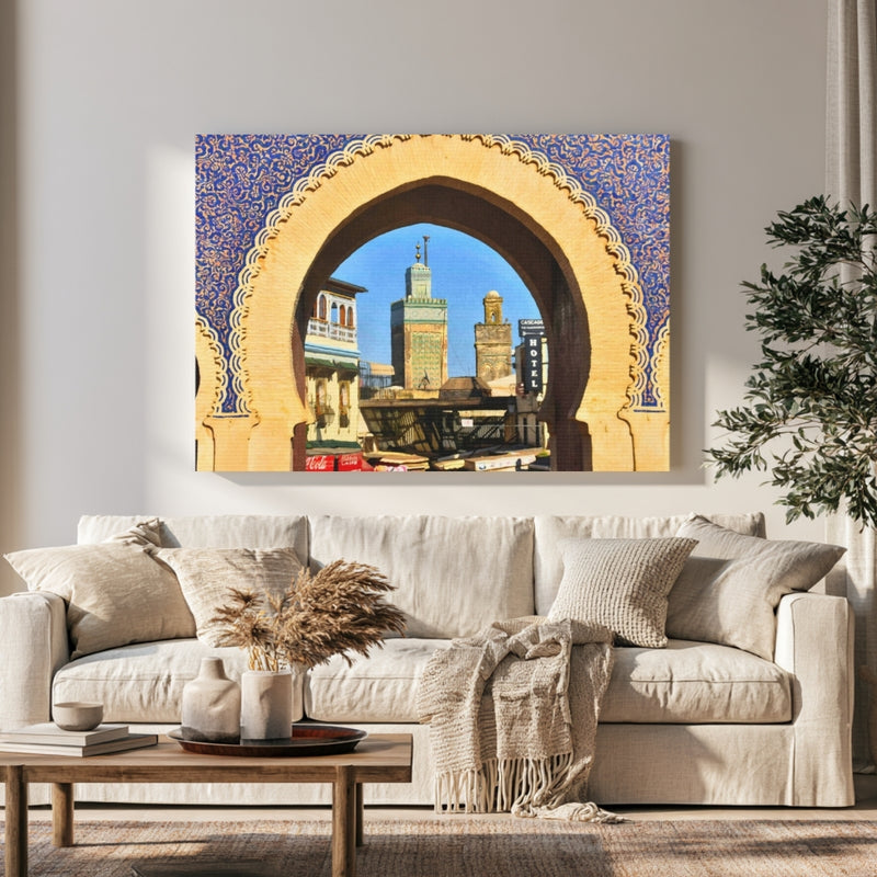 Fes, Morocco | Bab Bou Jeloud Blue Gate | Original Series Gallery Canvas