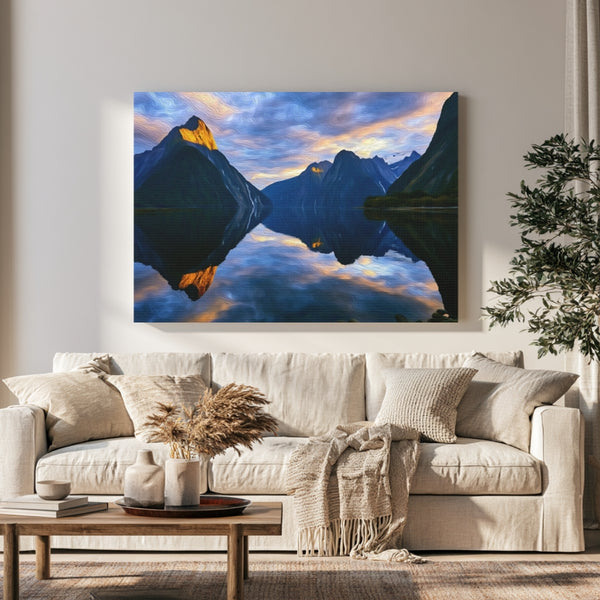 Fiordland National Park, New Zealand | Milford Sound Fjord Reflection | Original Series Gallery Canvas