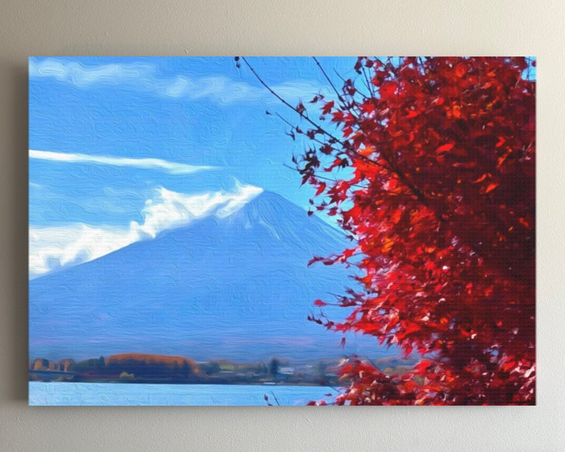 Fujikawaguchiko, Japan | Mount Fuji Autumn Foliage At Lake Kawaguchiko | Original Series Gallery Canvas