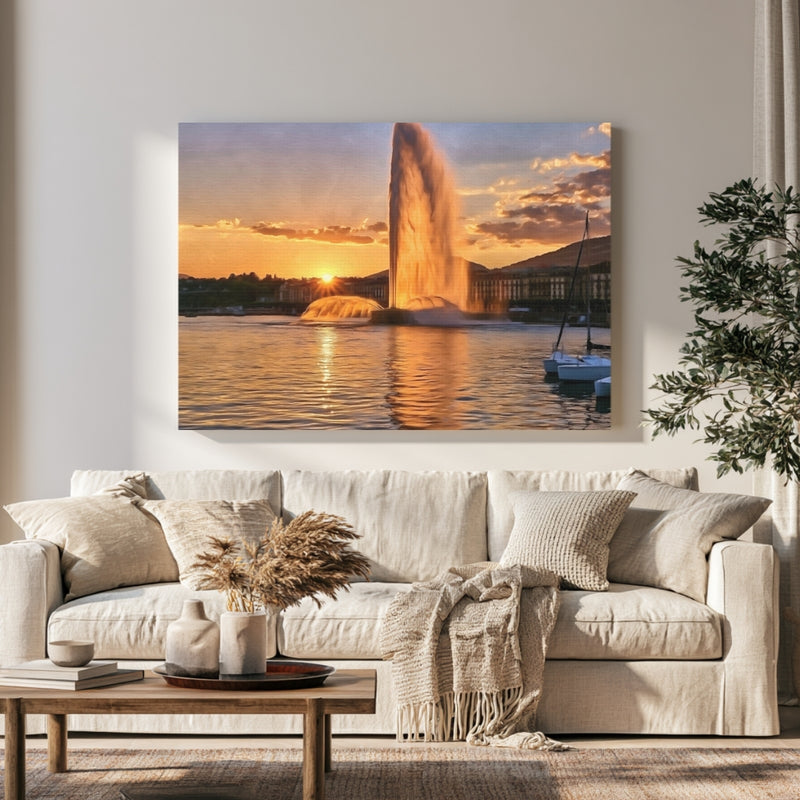 Jet d'Eau Lake Geneva in a room — Geneva, Switzerland