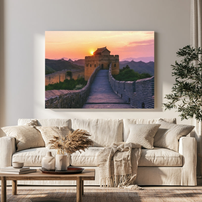 Great Wall of China Watchtower Sunset in a room — Great Wall of China