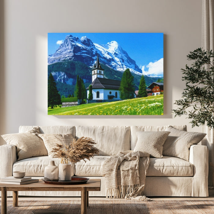 Grindelwald Village Church Alpine Meadow