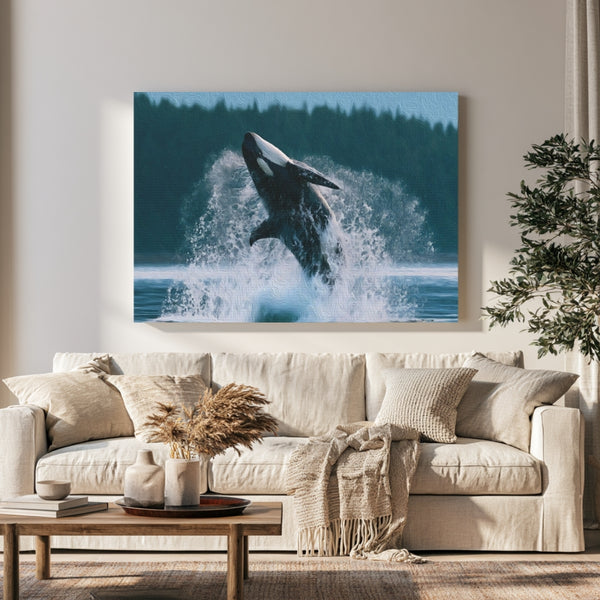 Haida Gwaii, British Columbia | Orca Breaching Haida Gwaii Waters | Original Series Gallery Canvas