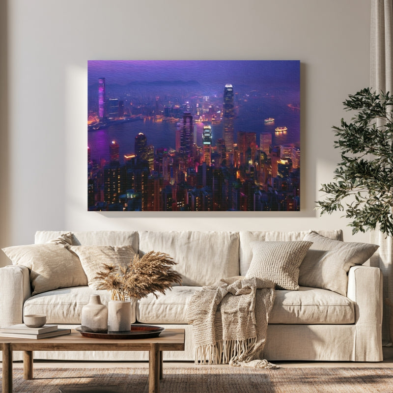 Hong Kong, China | Hong Kong Victoria Harbour Night Skyline | Original Series Gallery Canvas