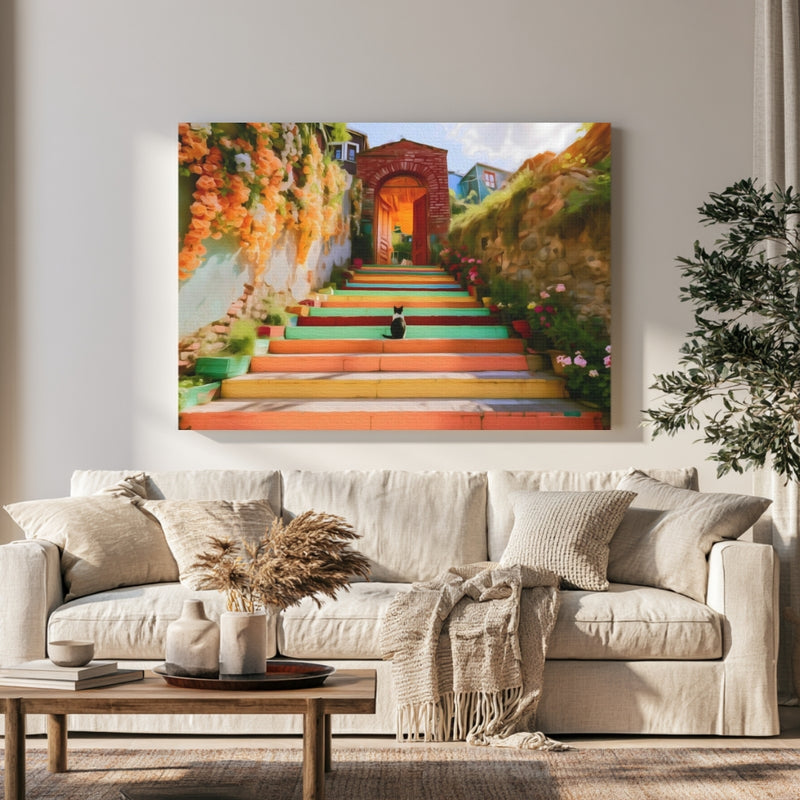 Balat Colorful Neighborhood Steps in a room — Istanbul, Turkey