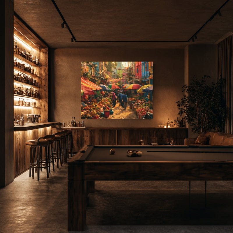 Jakarta, Indonesia | Bustling Street Market Scene | Original Series Gallery Canvas