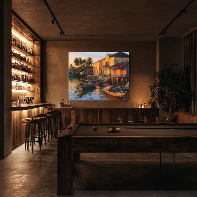 Kampot, Cambodia | Riverside Stilt Houses at Sunset | Original Series Gallery Canvas