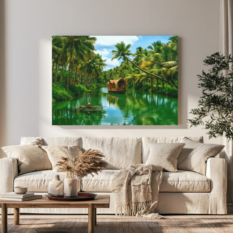 Kerala Backwaters Houseboat Canal in a room — Kerala Backwaters, India