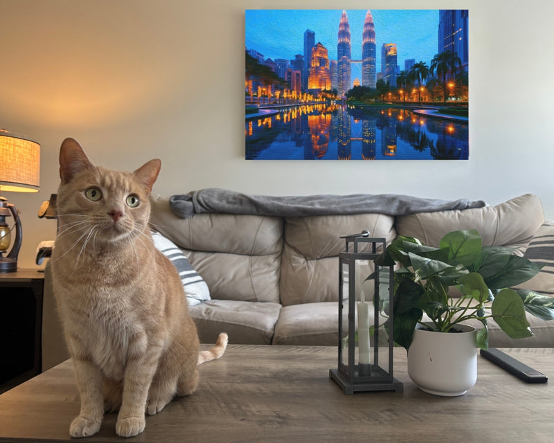 Kuala Lumpur, Malaysia | Twin Towers Night Reflection | Original Series Gallery Canvas