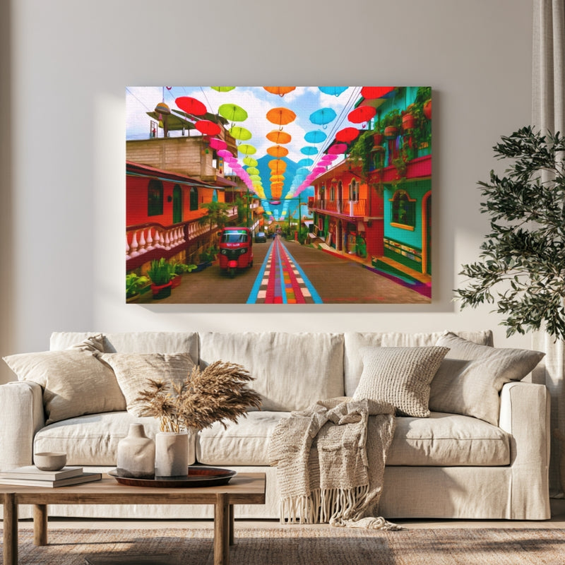 San Pedro La Laguna Umbrella Street in a room — Lake Atitlan, Guatemala