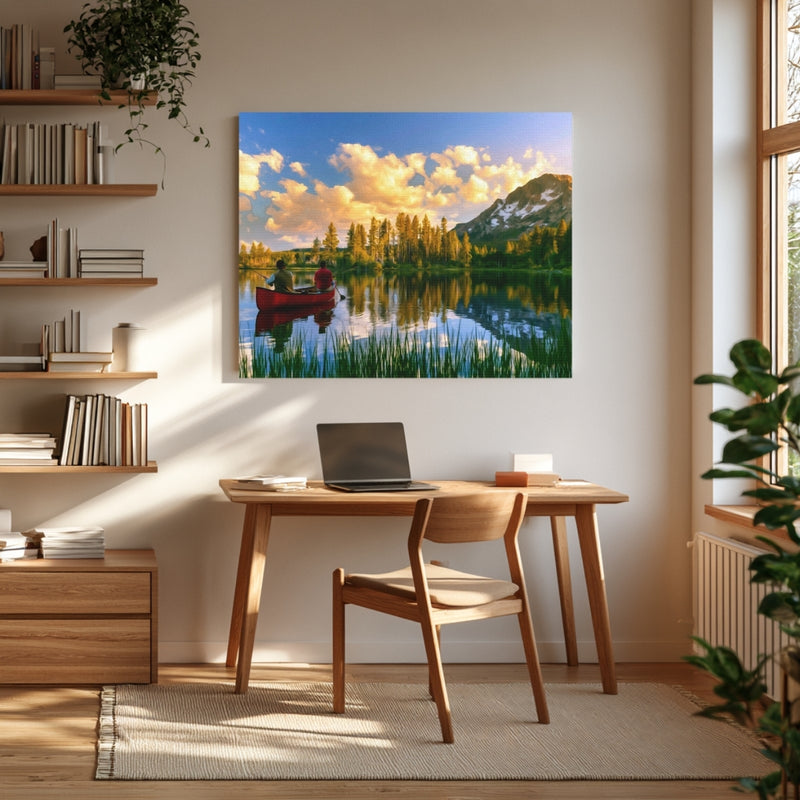 Lake Tahoe, USA | Lake Tahoe Mountain Canoe | Original Series Gallery Canvas