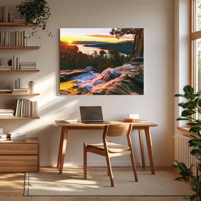 Lake Tahoe, USA | Emerald Bay Sunrise Waterfall | Original Series Gallery Canvas