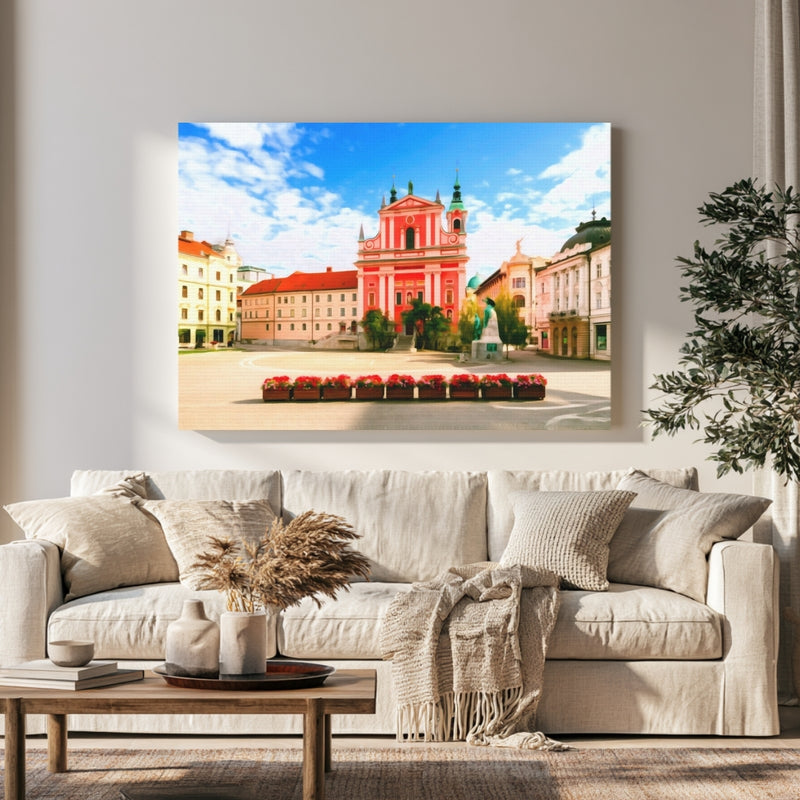 Franciscan Church Preseren Square in a room — Ljubljana, Slovenia