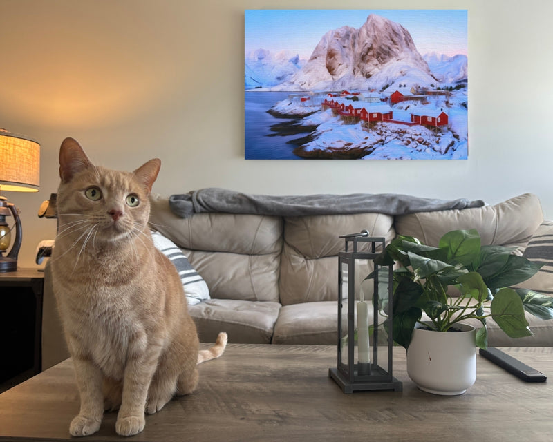 Lofoten Islands, Norway | Hamnøy Village Rorbuer At Dawn | Original Series Gallery Canvas