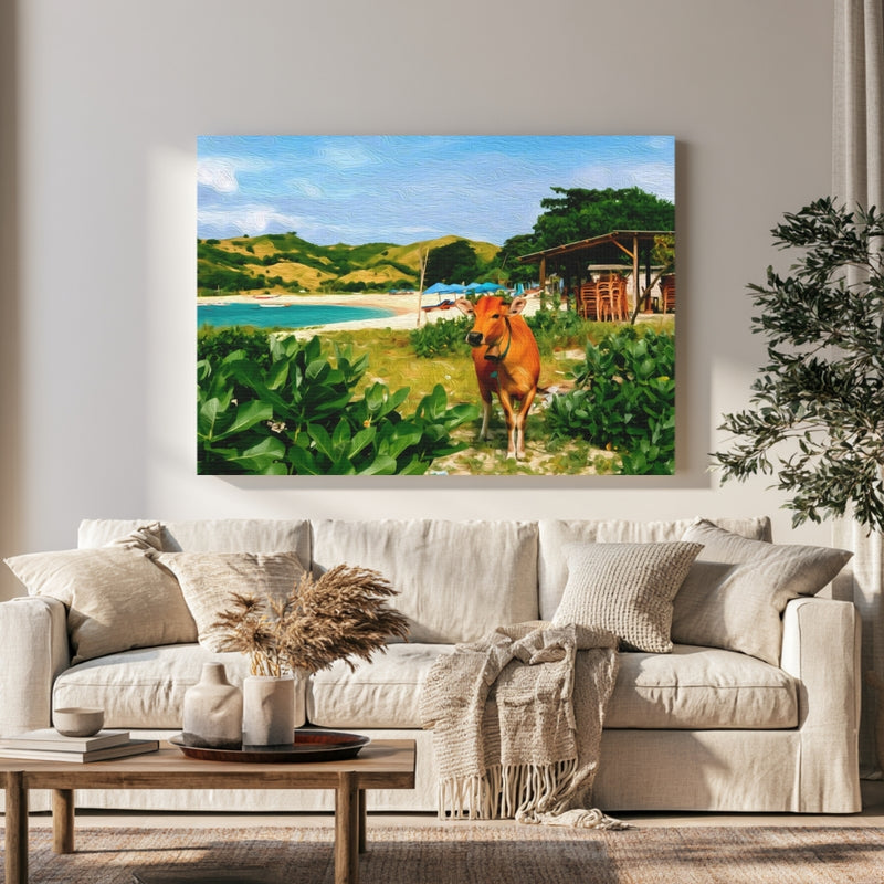 Lombok Beach Cattle Scene in a room — Lombok, Indonesia