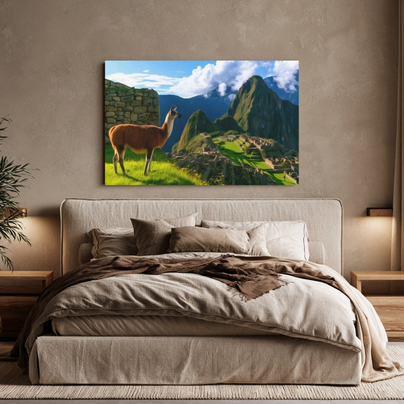 Machu Picchu, Peru | Machu Picchu Llama Overlook | Original Series Gallery Canvas
