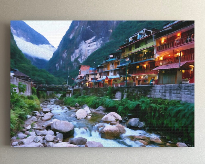 Machu Picchu, Peru | Aguas Calientes Riverfront Town | Original Series Gallery Canvas