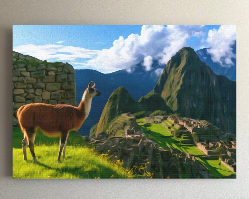 Machu Picchu, Peru | Machu Picchu Llama Overlook | Original Series Gallery Canvas