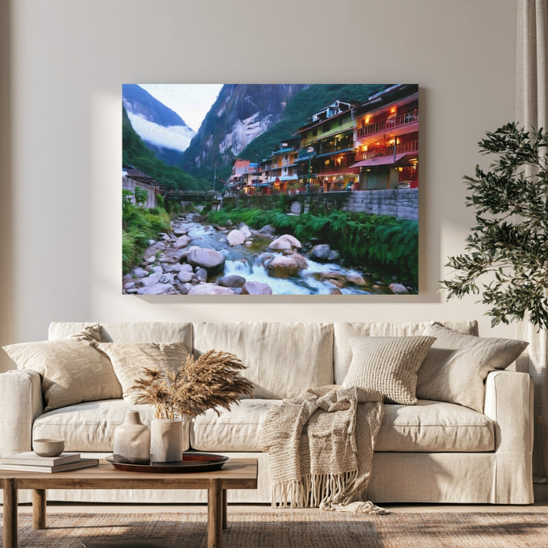 Machu Picchu, Peru | Aguas Calientes Riverfront Town | Original Series Gallery Canvas