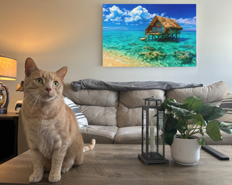 Maldives | Overwater Bungalow Tropical Lagoon | Original Series Gallery Canvas