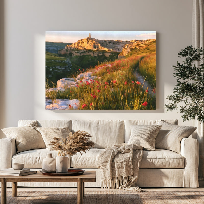 Sassi di Matera Ravine View in a room — Matera, Italy