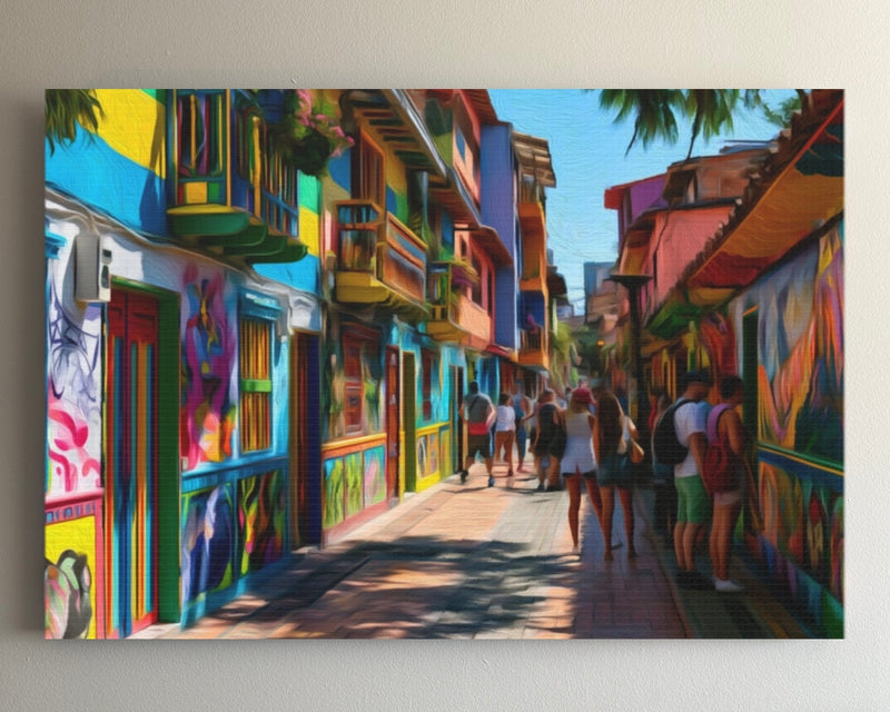 Medellin El Poblado, Colombia | Colorful El Poblado Alley | Original Series Gallery Canvas