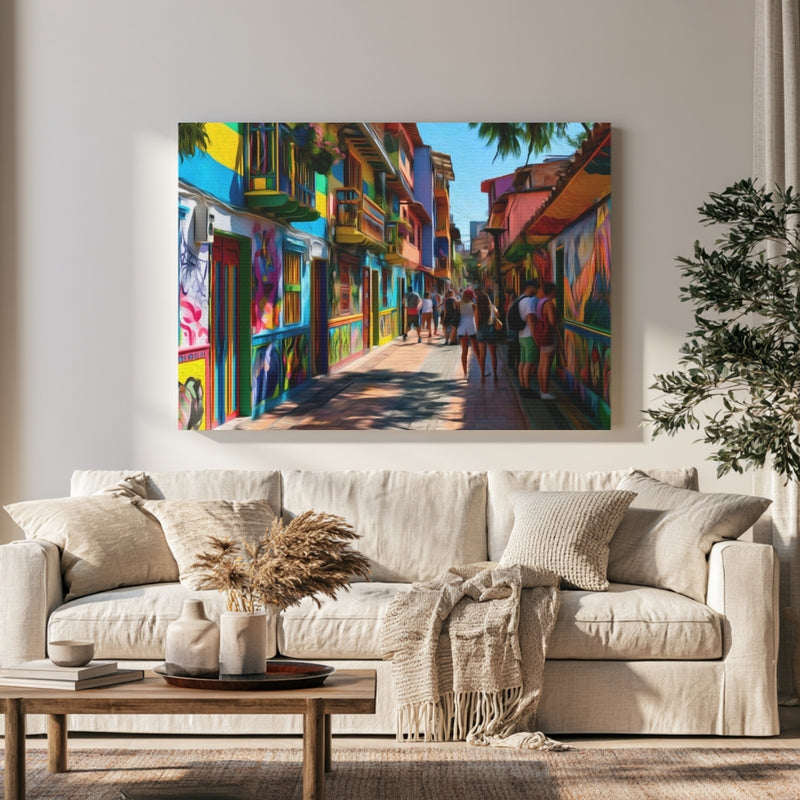 Medellin El Poblado, Colombia | Colorful El Poblado Alley | Original Series Gallery Canvas