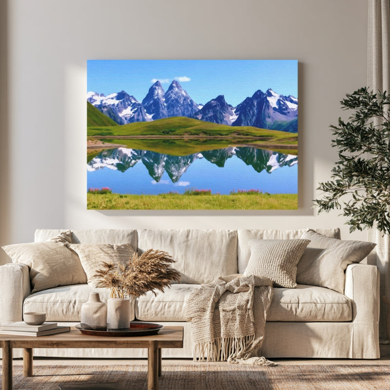 Koruldi Lakes Mountain Reflection in a room — Mestia, Georgia