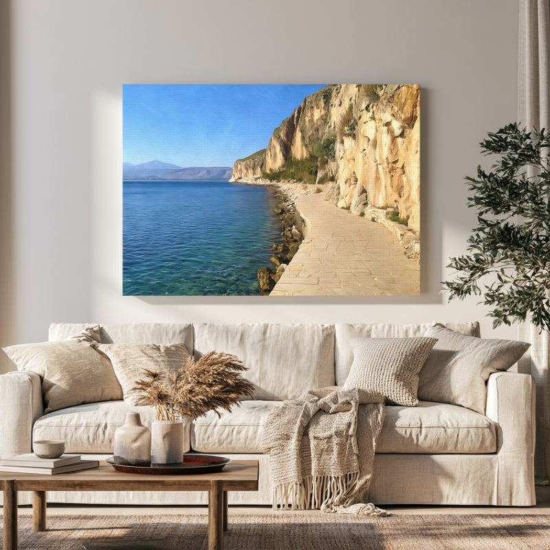 Nafplio Seaside Cliff Promenade in a room — Nafplio, Greece
