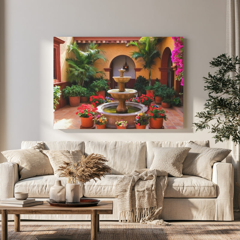 Oaxacan Courtyard Fountain in a room — Oaxaca, Mexico