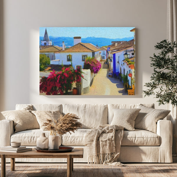 Obidos, Portugal | Medieval Village Cobblestone Street | Original Series Gallery Canvas