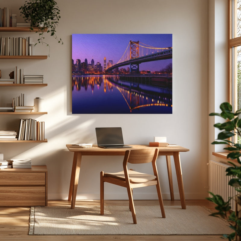 Philadelphia, Pennsylvania | Ben Franklin Bridge At Twilight | Original Series Gallery Canvas
