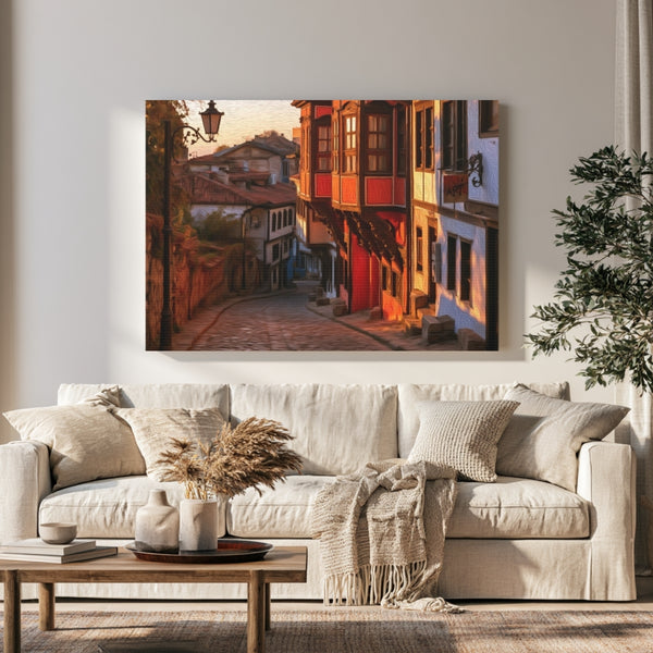 Plovdiv, Bulgaria | Plovdiv Old Town Cobblestone Street | Original Series Gallery Canvas