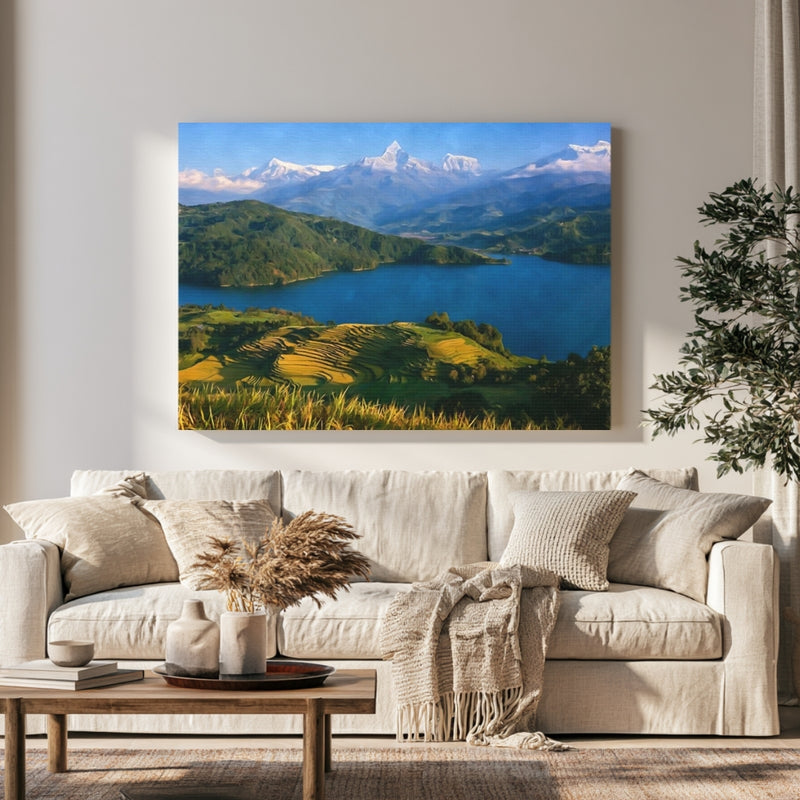 Phewa Lake Annapurna Panorama in a room — Pokhara, Nepal