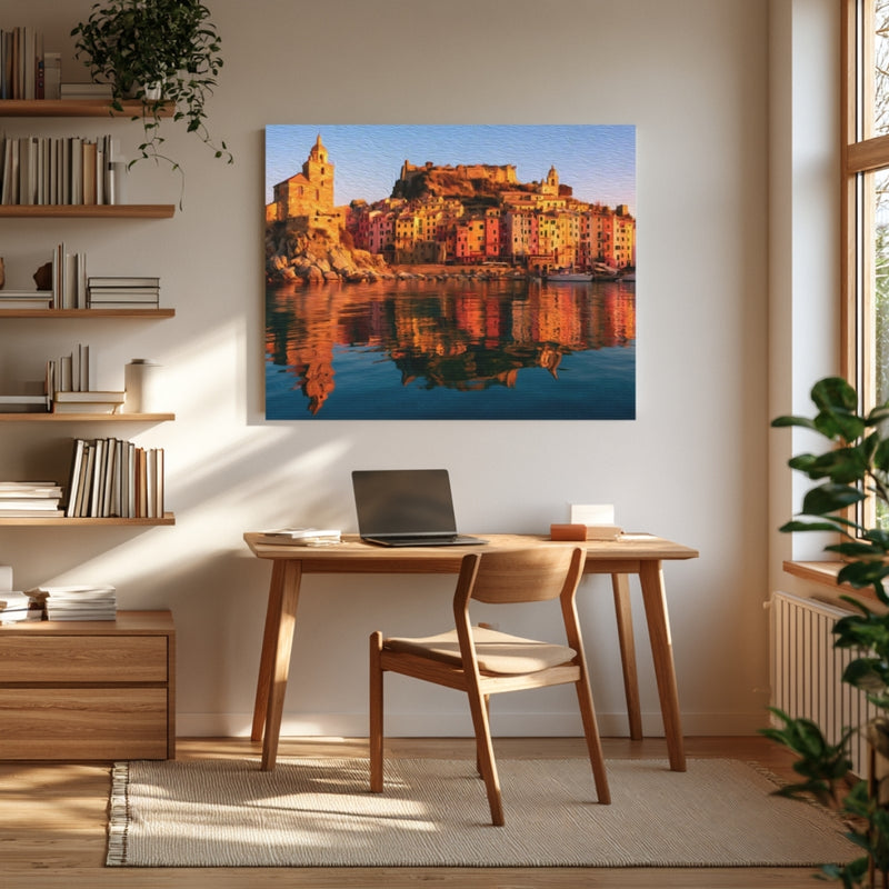 Porto Venere, Italy | Doria Castle & San Pietro Harbor Reflection | Original Series Gallery Canvas