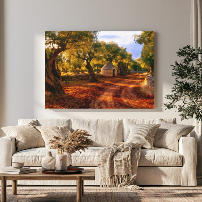 Trullo Olive Grove Path in a room — Puglia, Italy