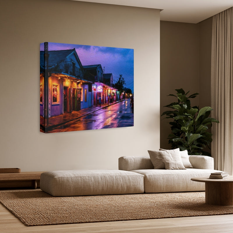 Marigny, New Orleans | Rainy Night Neon Streets | Original Series Gallery Canvas