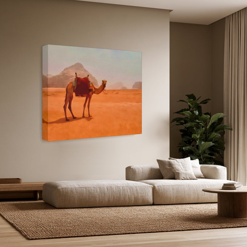 Wadi Rum, Jordan | Desert Valley Camel At Dusk | Original Series Gallery Canvas