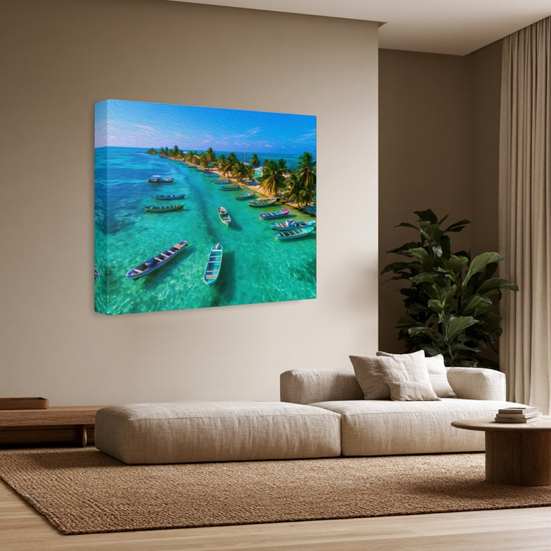 Caye Caulker, Belize | Tropical Island Boats Anchorage | Original Series Gallery Canvas